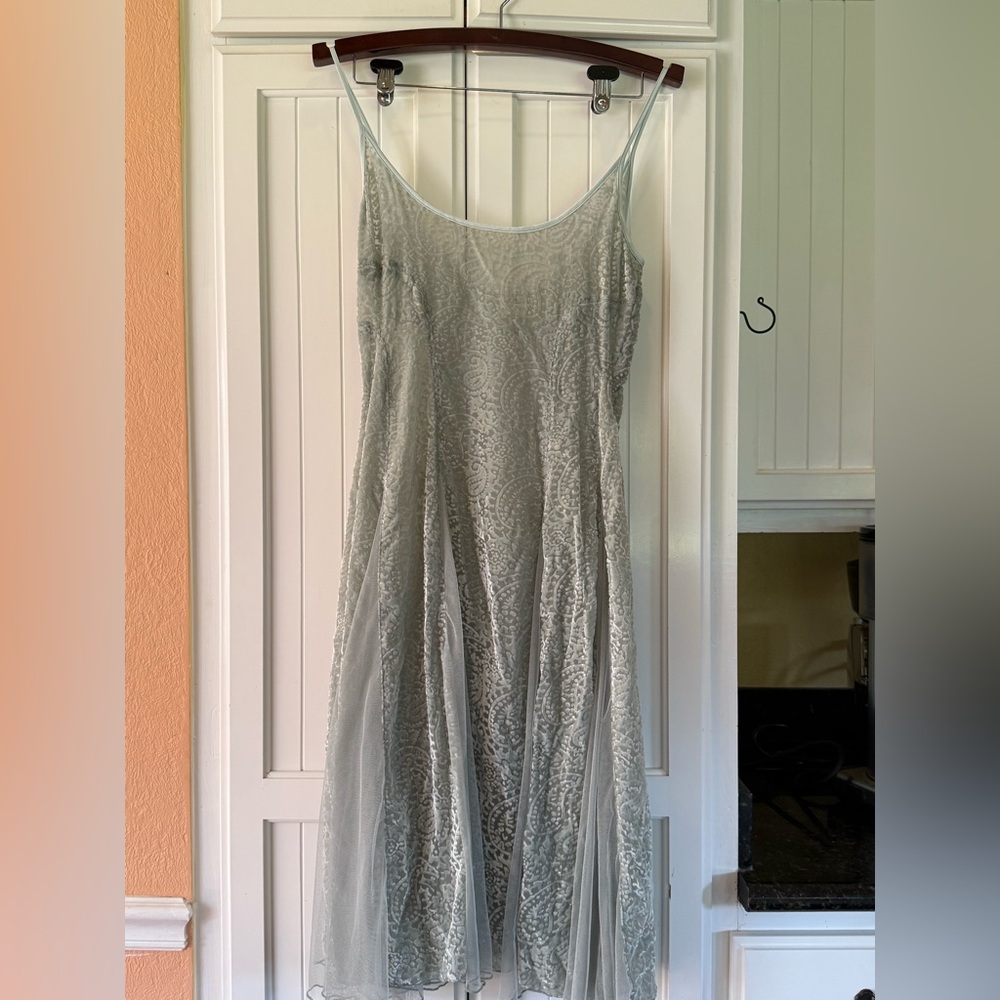 Free People FP Intimates Ice Blue Floral/Tulle Lace Dress